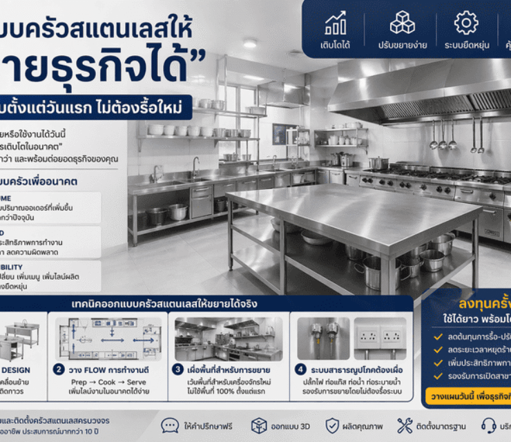 ออกแบบครัวสแตนเลสให้ “ขยายธุรกิจได้” วางระบบตั้งแต่วันแรก ไม่ต้องรื้อใหม่