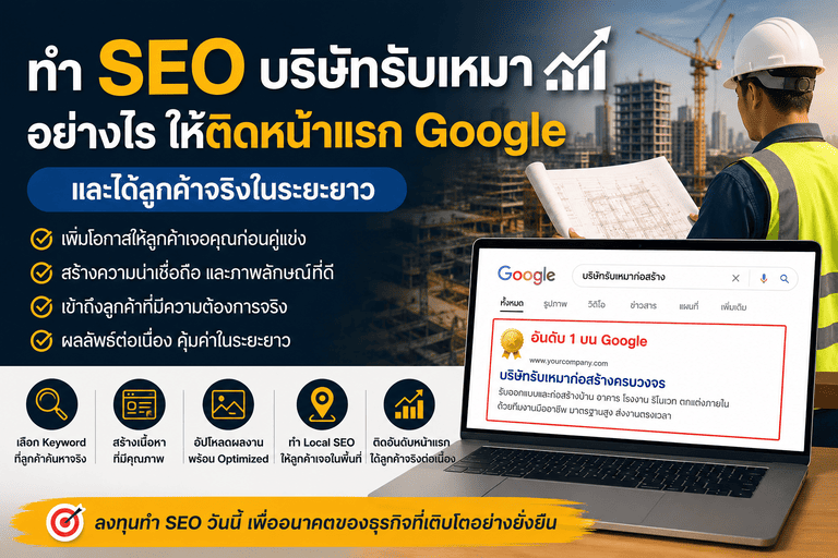 ทำ SEO บริษัทรับเหมาอย่างไร ให้ติดหน้าแรก Google
