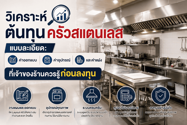 วิเคราะห์ต้นทุนครัวสแตนเลสสำหรับร้านอาหาร: คู่มือวางงบ ค่าอุปกรณ์ และค่าใช้จ่ายที่หลายร้านมองข้าม
