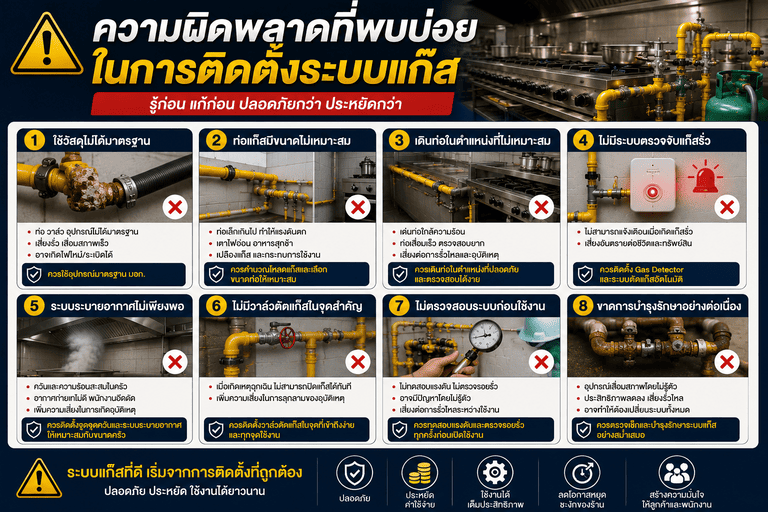 ความผิดพลาดที่พบได้บ่อยในการติดตั้งระบบแก๊ส