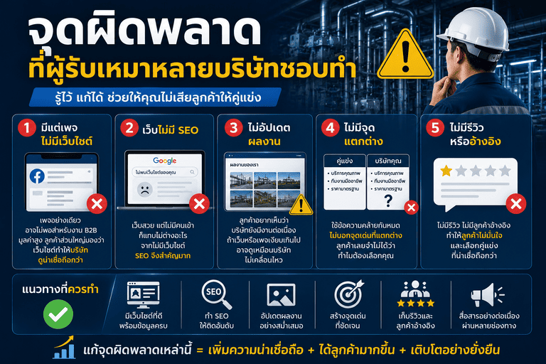 จุดผิดพลาดที่ผู้รับเหมาหลายบริษัทชอบทำ