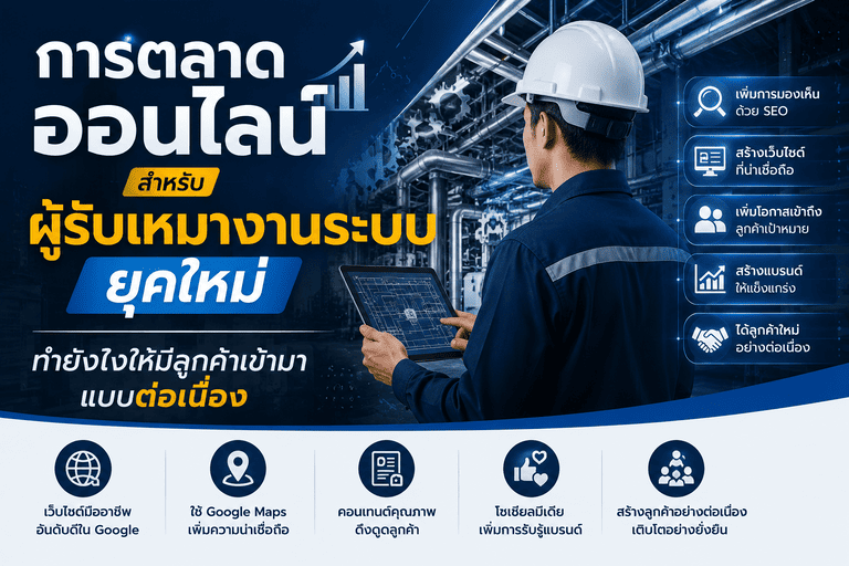 การตลาดออนไลน์สำหรับผู้รับเหมางานระบบยุคใหม่ ทำยังไงให้มีลูกค้าเข้ามาแบบต่อเนื่อง