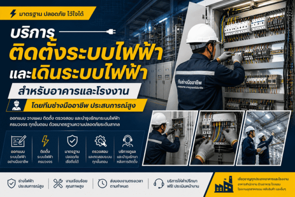บริการติดตั้งระบบไฟฟ้า และเดินระบบไฟฟ้า สำหรับอาคารและโรงงาน โดยทีมช่างมืออาชีพ